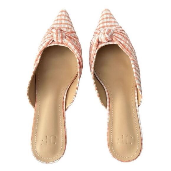 JustFab Freya Woven Peach Kitten Heel Mule Pump Size 10M New, Elegant & Chic - Picture 6 of 10
